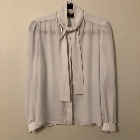 Louis Vuitton Uniforms Semi-Sheer White And Gold Button Up Blouse Dress Shirt - Picture 2 of 15